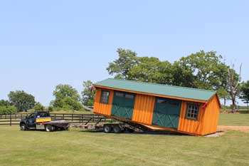 delivering amish made shed